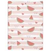 赤スイカ、ハート、ストライプお名前 クリップボード (裏面)