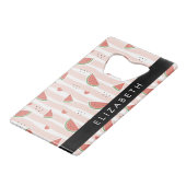 赤スイカ、ハート、ストライプお名前 クレジットカード栓抜き (正面アングル)