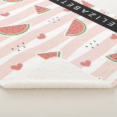 赤スイカ、ハート、ストライプお名前 シェルパブランケット (3/4)