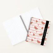 赤スイカ、ハート、ストライプお名前 ノートブック (内部)