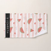 赤スイカ、ハート、ストライプお名前 バスタオルセット (ハンドタオル)