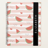 赤スイカ、ハート、ストライプお名前 プランナー手帳 (正面)
