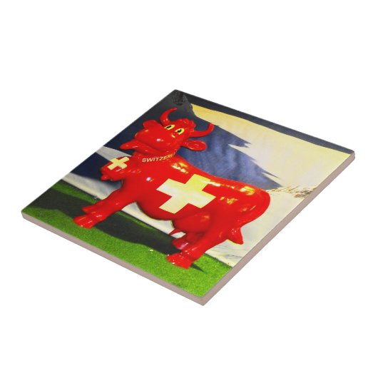 赤スイス牛 タイル (側面)