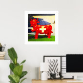 赤スイス牛 ポスター (ホームオフィス)