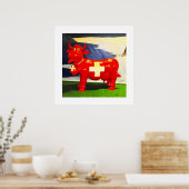 赤スイス牛 ポスター (キッチン)