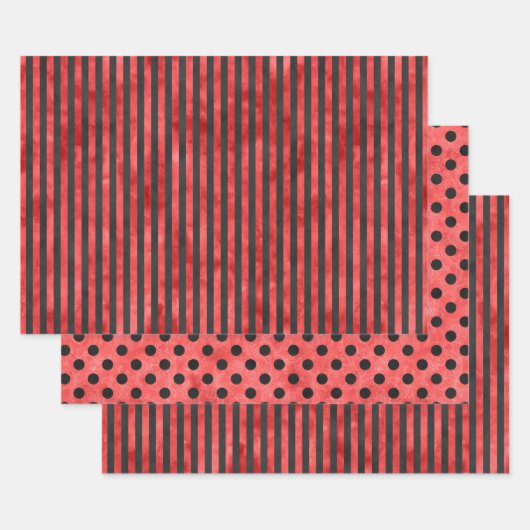 赤スカルひまわりシリーズデザイン11 ラッピングペーパーシート (セット)