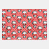 赤スカルひまわりシリーズデザイン3 ラッピングペーパーシート (正面2)