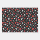 赤スカルひまわりシリーズデザイン4 ラッピングペーパーシート (正面3)