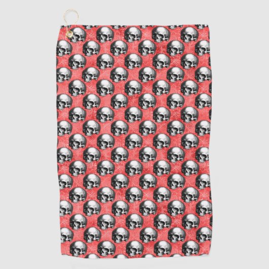 赤スカルひまわりシリーズデザイン8 ゴルフタオル (正面)