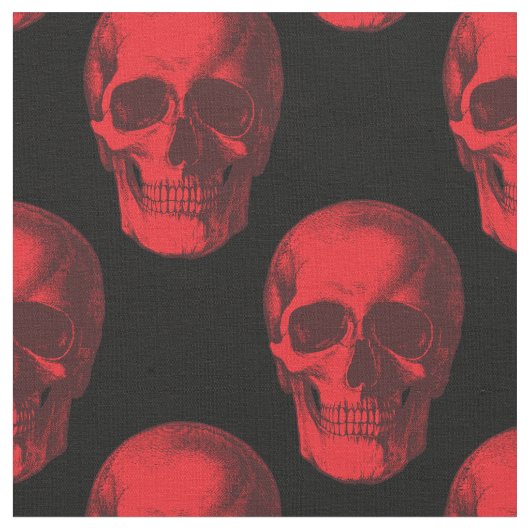 赤スカルゴシックハロウィン気味 ファブリック (クローズアップ)