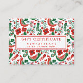 赤スカンジナビアのクリスマスプリントギフト証明書 名刺 (正面)