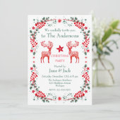 赤スカンジナビアのトナカイフローラクリスマスパーティー 招待状 (スタンド正面)