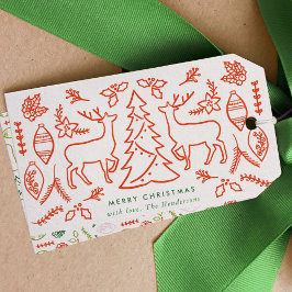 赤スカンジナビア様式クリスマス ギフトタグ