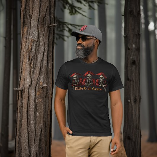 赤スケルトンのクルー Tシャツ