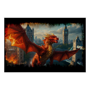 赤スコットランドのドラゴンウォームズロンドン ポスター