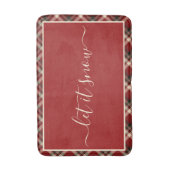 赤スコティッエレガントトの格子模様のヴィンテージクリスマス バスマット (正面縦)