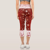 赤スタイリッシュいクリスマスの雪の結晶ホワイトコンフィカッコいい カプリレギンス (裏面)
