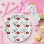 赤スタイリッシュいクリスマス飾り ペーパープレート (パーティー)