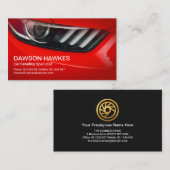 赤スタイリッシュいスポーツカーのヘッドライトが詳細自動 名刺 (正面/裏面)