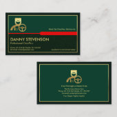 赤スタイリッシュいタブ金ゴールドフレーム緑グランジの画層 名刺 (正面/裏面)