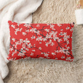 赤スタイリッシュさくらんぼ花柄 ランバークッション (ブランケット)