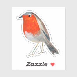 赤スタイリッシュとグレーのロビンの鳥ステッカー シール