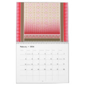 赤スタイリッシュとピンクの敷物で飾られはっきりしたた カレンダー (2月 2026)