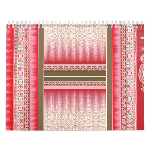 赤スタイリッシュとピンクの敷物で飾られはっきりしたた カレンダー (カバー)