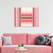 赤スタイリッシュとピンクの敷物で飾られはっきりしたた キャンバスプリント (インサイチュ (リビング))