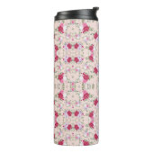 赤スタイリッシュと紫のフローラプリントオン赤面ピンク タンブラー (回転左)