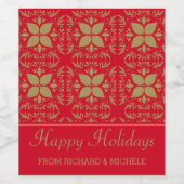 赤スタイリッシュと金ゴールド ワインラベル (シングルラベル)