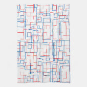 赤スタイリッシュと青のパターン キッチンタオル (縦)