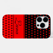赤スタイリッシュと黒の水玉模様、名前をカスタムする Case-Mate iPhoneケース (裏面 (横))