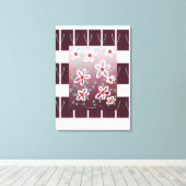 赤スタイリッシュのアクセントを持つウォールアート キャンバスプリント (インサイチュ (ウッドフロア))