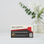 赤スタイリッシュの屋上枠屋根工事請負業者 名刺 (スタンド正面)