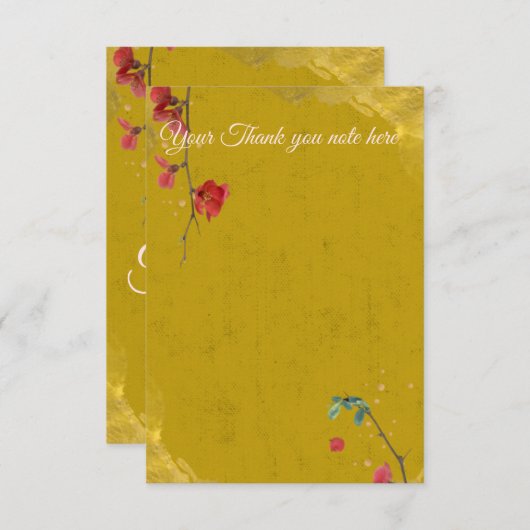 赤スタイリッシュエレガントと金ゴールド サンキューカード (正面/裏面)