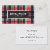 赤スタイリッシュカラフル、緑、および海軍の格子模様 名刺 (正面/裏面)