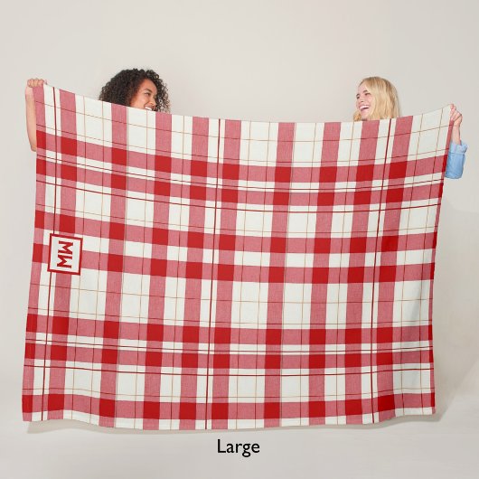 赤スタイリッシュクラシックとクリームのプライドのモノグラム フリースブランケット