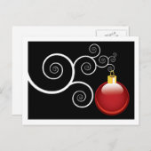 赤スタイリッシュクリスマスオーナメントクリスマス シーズンポストカード (正面/裏面)