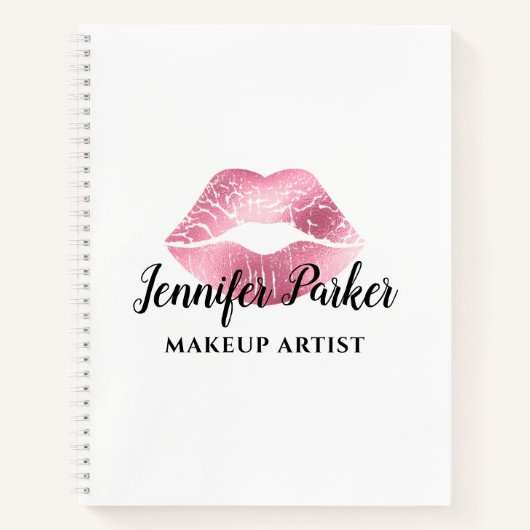 赤スタイリッシュグリッター唇メイクアップアーティスト ノートブック (正面)