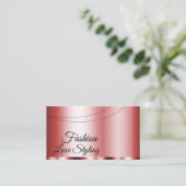 赤スタイリッシュシックなグラマラスとフォトプロフェッショナル 名刺 (スタンド正面)