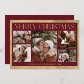 赤スタイリッシュタイポグラフィフォトコラージクリスマス シーズンカード (正面/裏面)