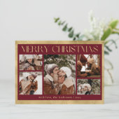 赤スタイリッシュタイポグラフィフォトコラージクリスマス シーズンカード (スタンド正面)