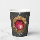 赤スタイリッシュディスコボール卒業パーティー 紙コップ (正面)
