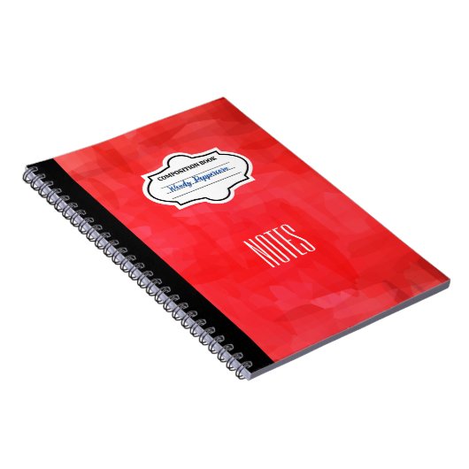 赤スタイリッシュパターン(の模様が)あるパーソナライズされた組成 ノートブック (右側)