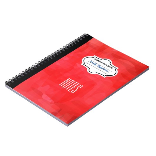 赤スタイリッシュパターン(の模様が)あるパーソナライズされた組成 ノートブック (左側)