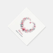 赤スタイリッシュフローラハートブライダルシャワー スタンダードカクテルナプキン (角)