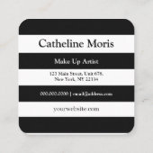 赤スタイリッシュフローラ白黒ストライプメイク  スクエア名刺 (裏面)