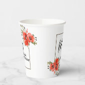 赤スタイリッシュポピーフローラ50誕生日 紙コップ (左)