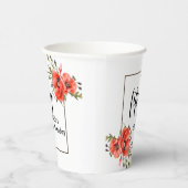 赤スタイリッシュポピーフローラ50誕生日 紙コップ (右)
